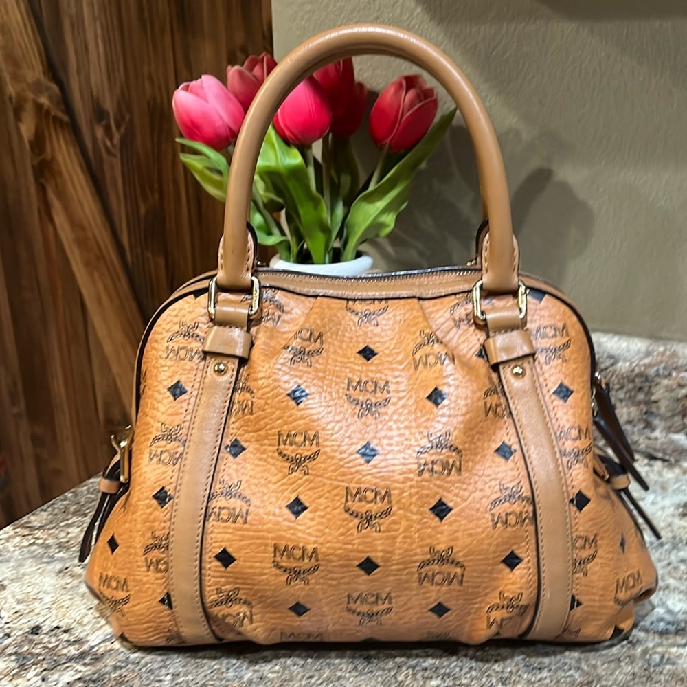 MCM EUC Visetos Buckle Dome Satchel Bag - Picture 4 of 13